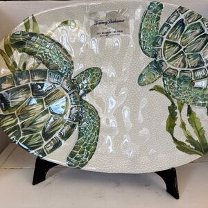TOMMY BAHAMA Oval Melamine Serving Platter (Watercolor SEA TURTLES) 11.5" x 17"